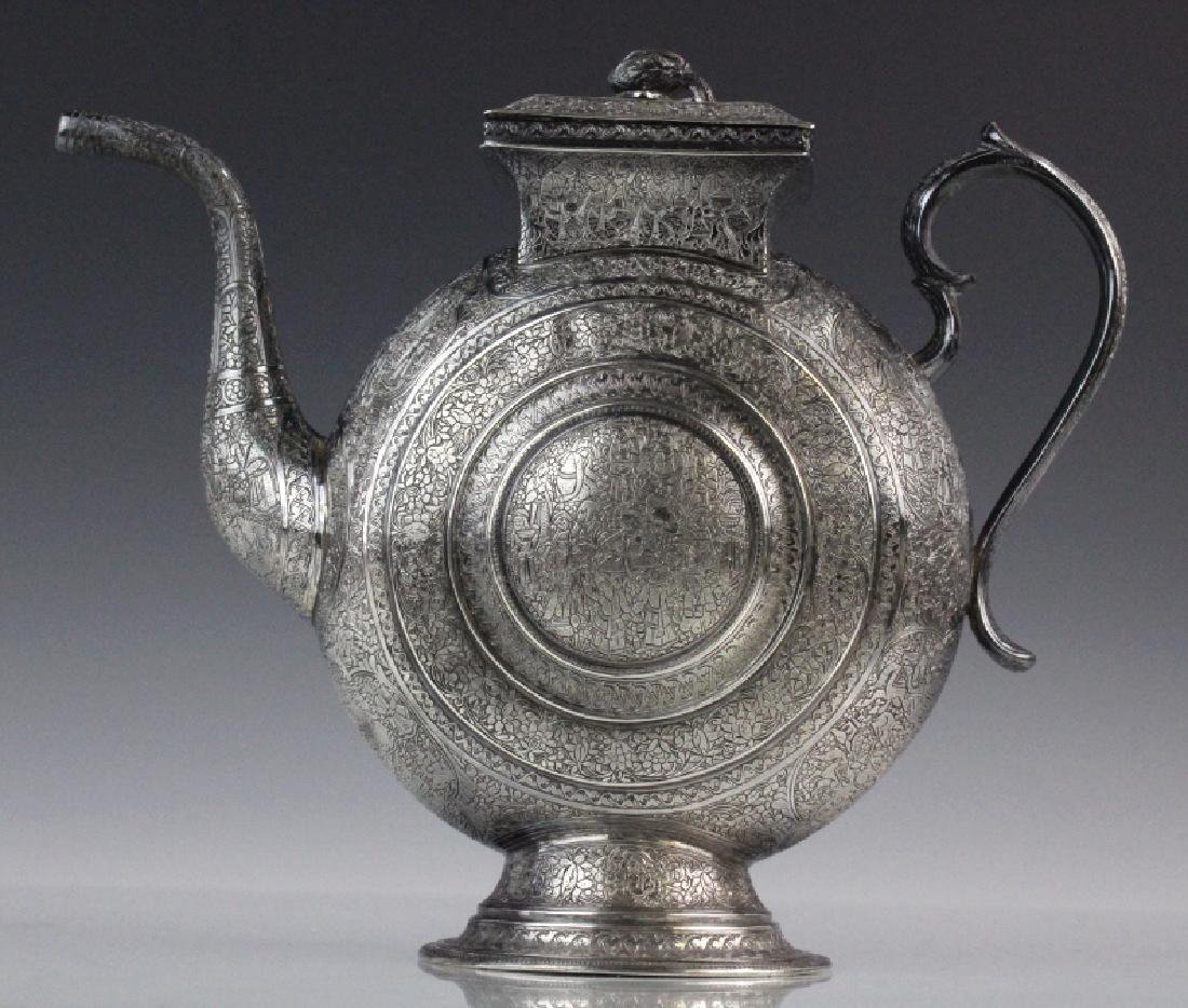 Antique Persian Silver Figural Engraved Teapot (1 of 10)