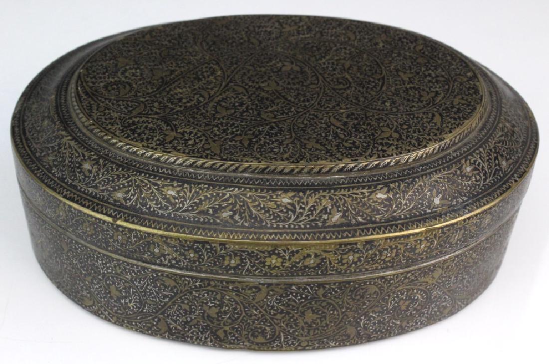 Antique Persian Paisley Silvered Brass Inlaid Box (1 of 7)
