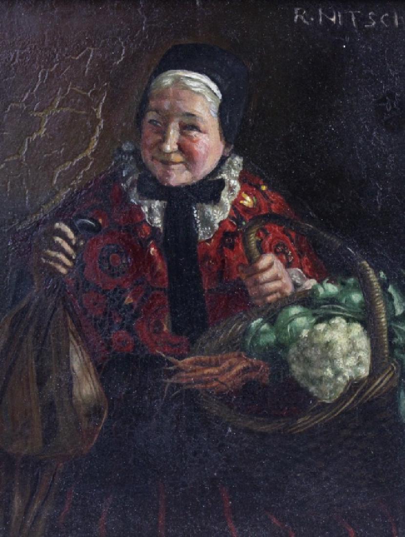 Antique RICHARD NITSCH Old Lady Portrait Painting (1 of 8)