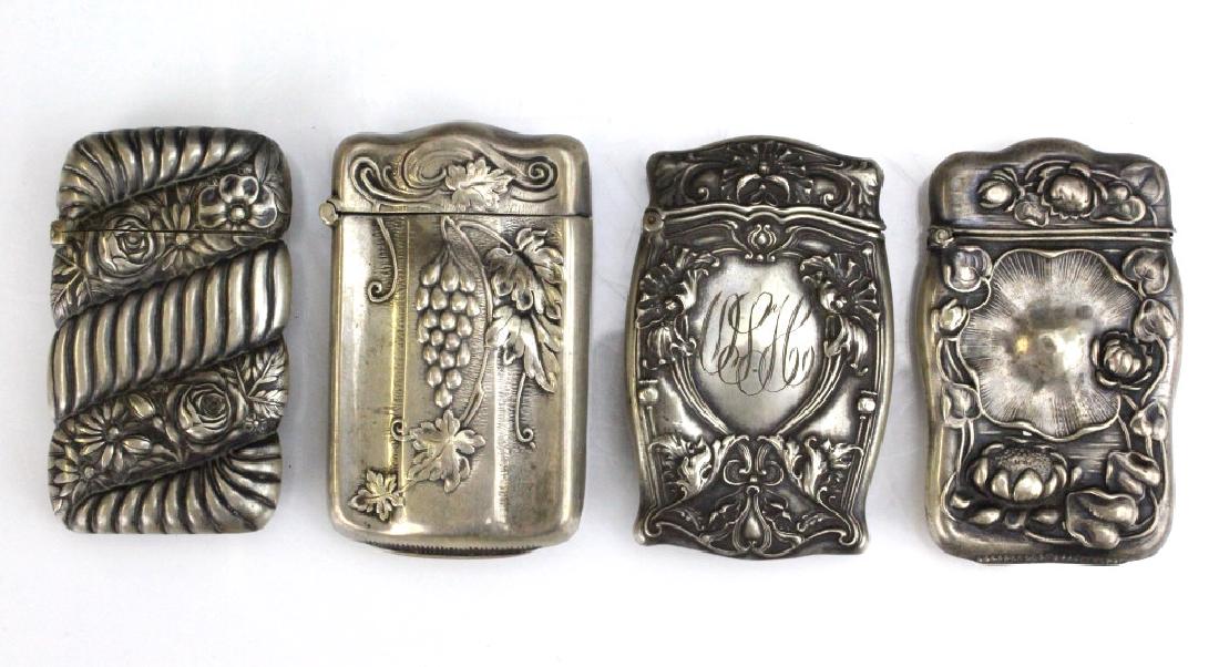 Lot of 4 Sterling Deco & Nouveau Vesta Match Safes (1 of 5)