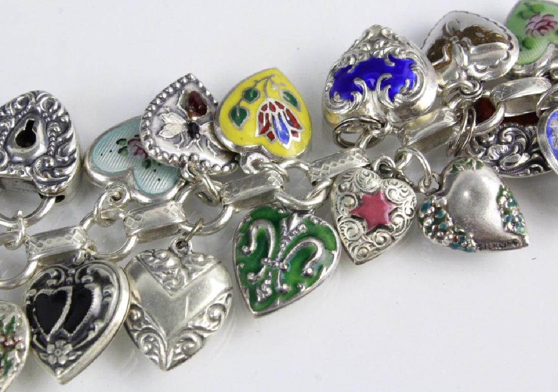 VTG Sterling Silver 32 Heart Charm Love Bracelet (1 of 8)