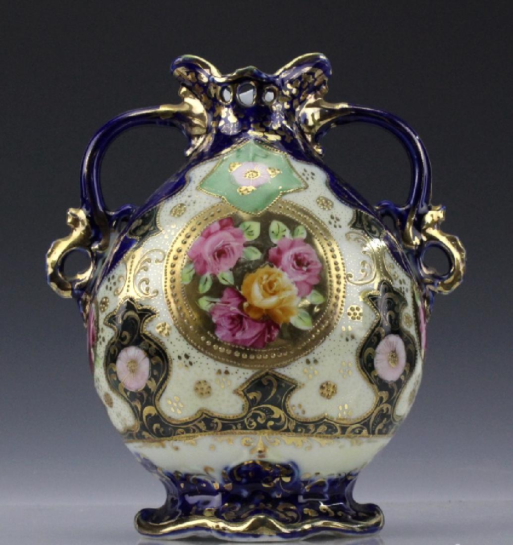 Antique Nippon Hand Painted Floral & Gilt Vase (1 of 8)
