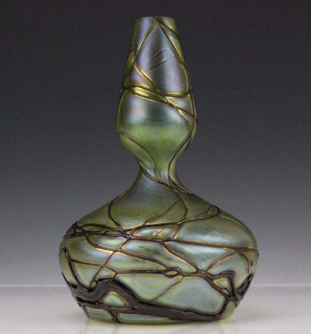 Loetz Iridescent Threaded Art Glass Bottle Vase (1 of 10)
