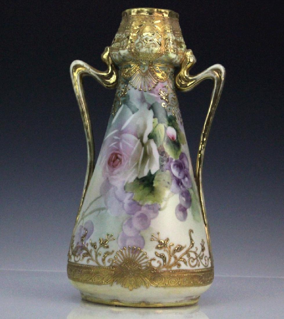 Nippon Hand Painted Gilt Floral Moriage Vase (1 of 9)