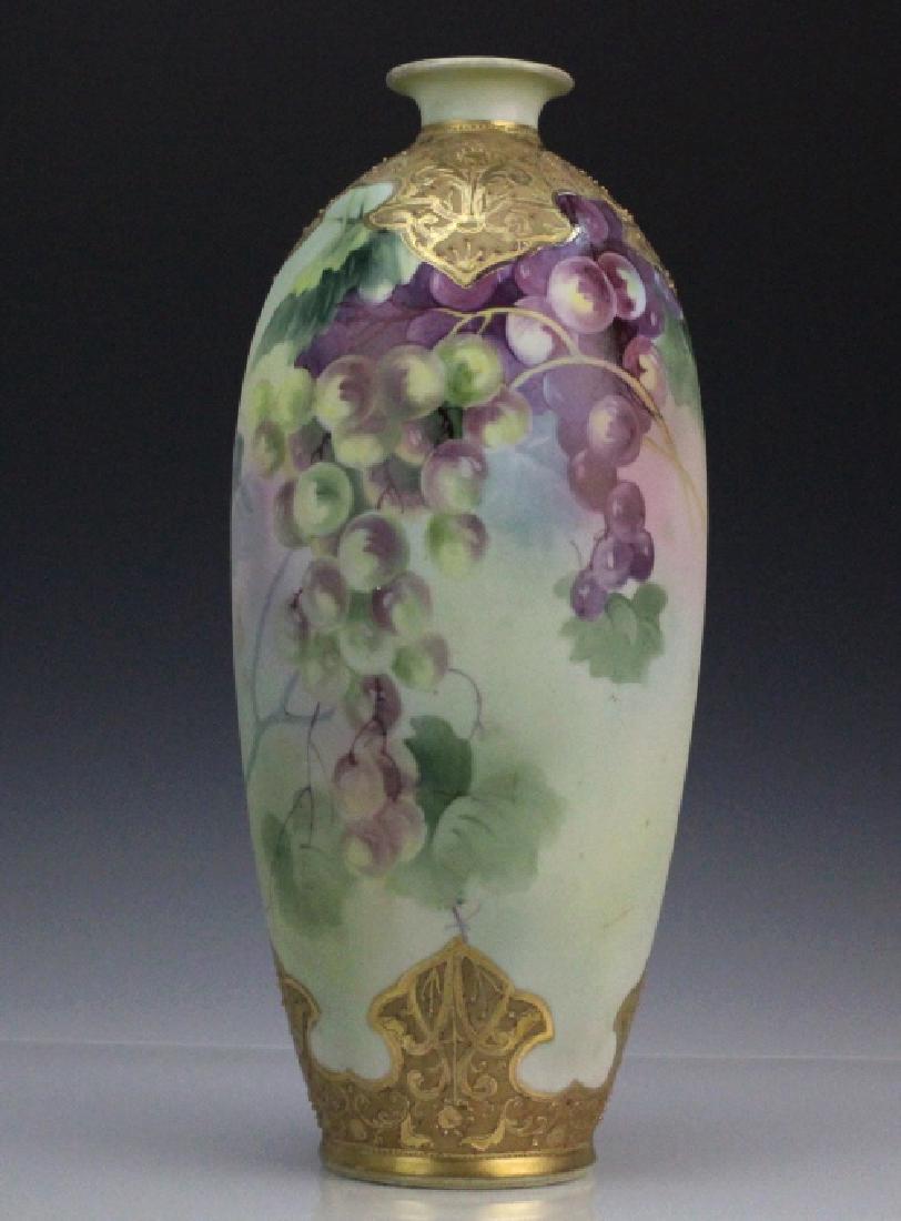 Large 15" Tall Nippon Grape & Floral Painted Vase (1 of 8)