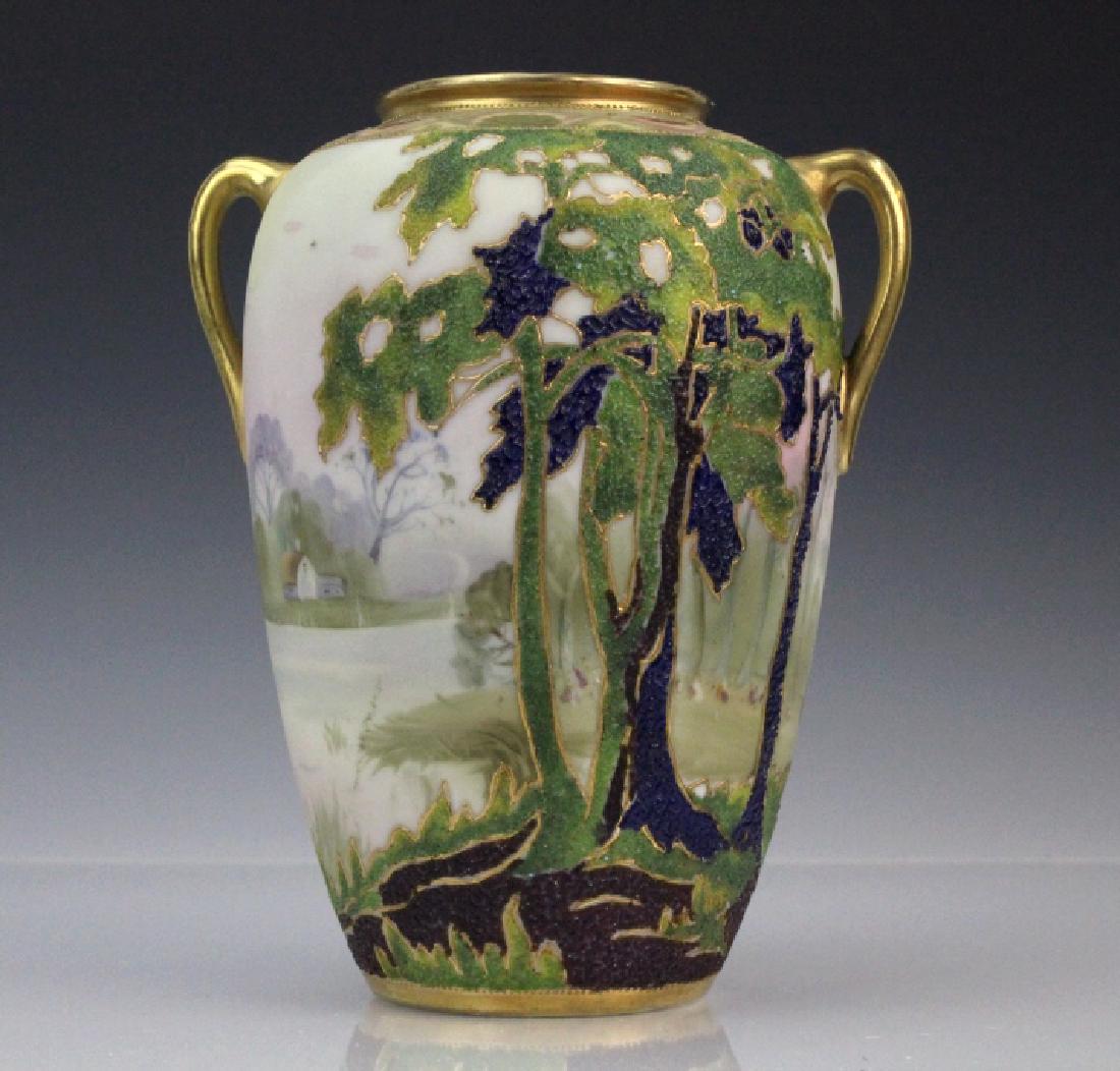 Nippon Hand Painted Thick Moriage Decorated Vase (1 of 9)