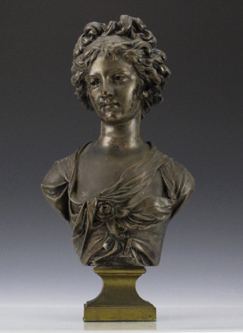 Antique Signed L. Oudry Bronze Bust Of  A Woman (1 of 9)