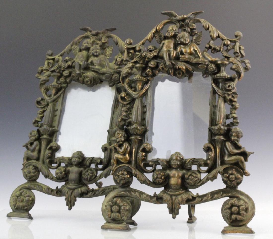 PAIR Ornate Victorian Cast Metal Picture Frames (1 of 7)