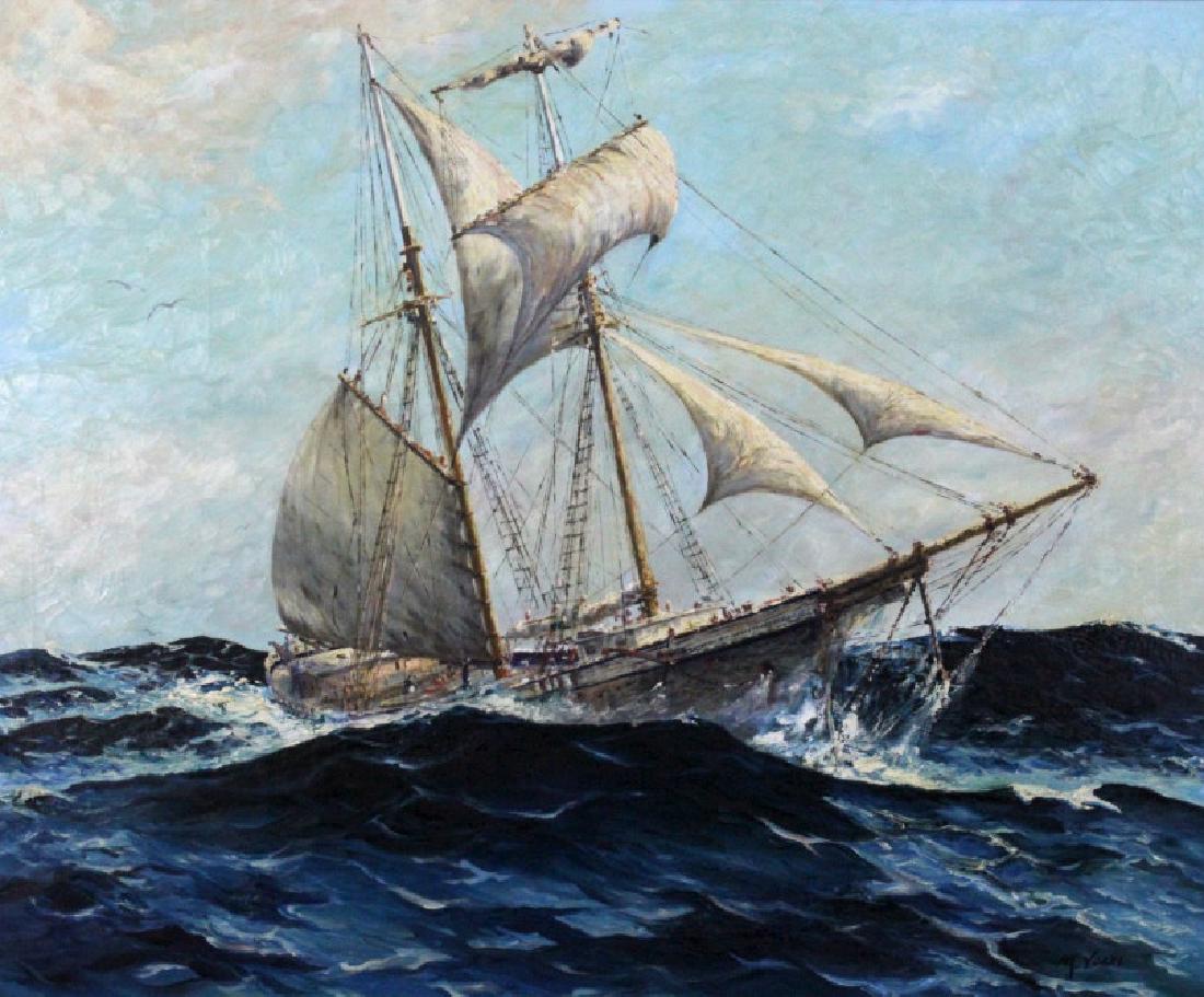 MURRAY YORKE Sailing Ship Seascape Oil Painting (1 of 7)