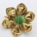 VTG 14k Gold Emerald Jade & Pearl Floral Brooch Pendant - 4