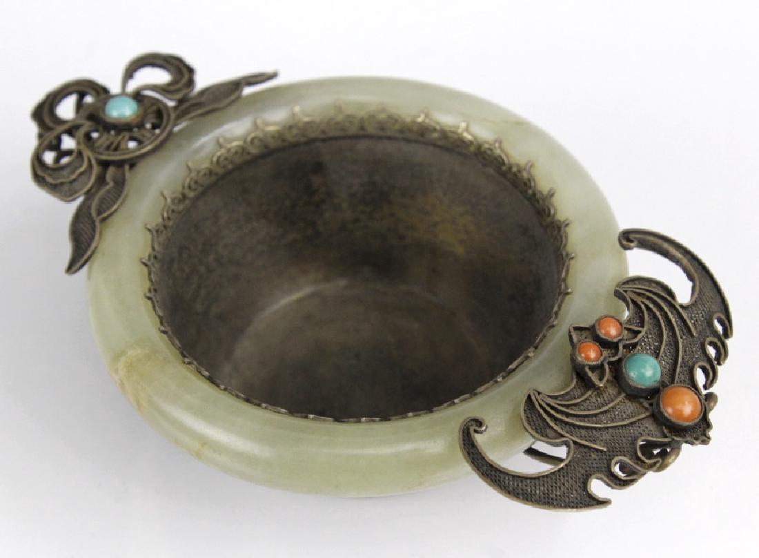 Foo Bat Green Jade Cup Sterling Silver Coral Turquoise (1 of 9)