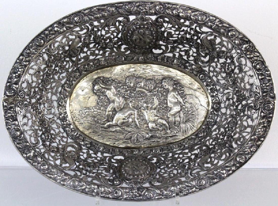ORNATE Filigree European 800 Silver Repousse Bowl 548g (1 of 9)