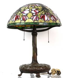 Tiffany Studios Favrile Glass Bronze Crocus Table Lamp