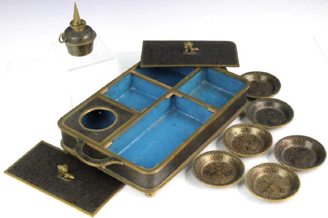 Chinese Fine Wire Cloisonne Enamel Scholars Desk Set (1 of 9)