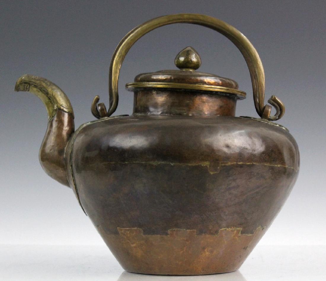 Antique Chinese Hammered Copper & Brass Coffee Teapot (1 of 9)