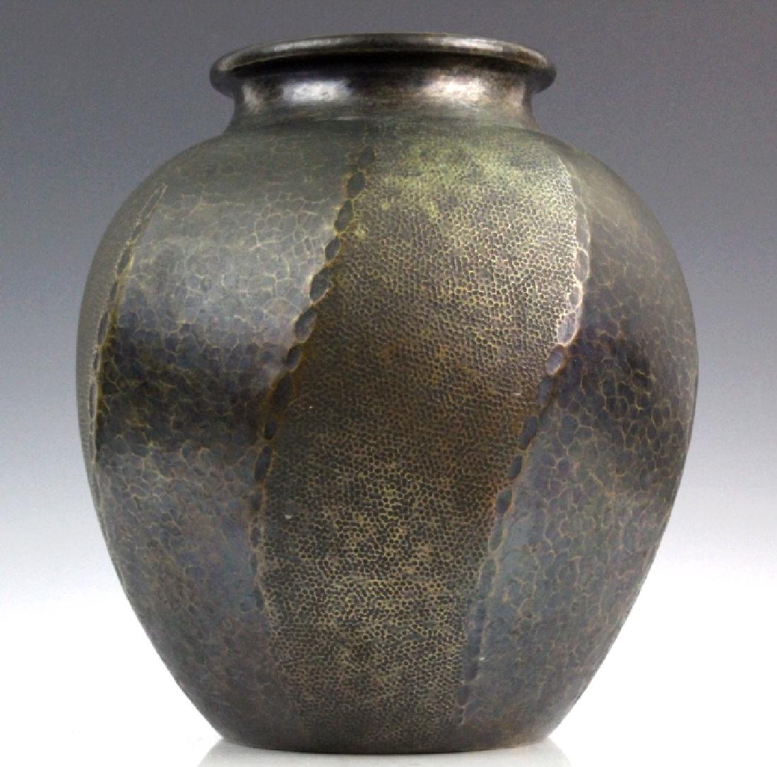 Signed Japanese Hammered Copper 9 1/2" Vase (1 of 6)