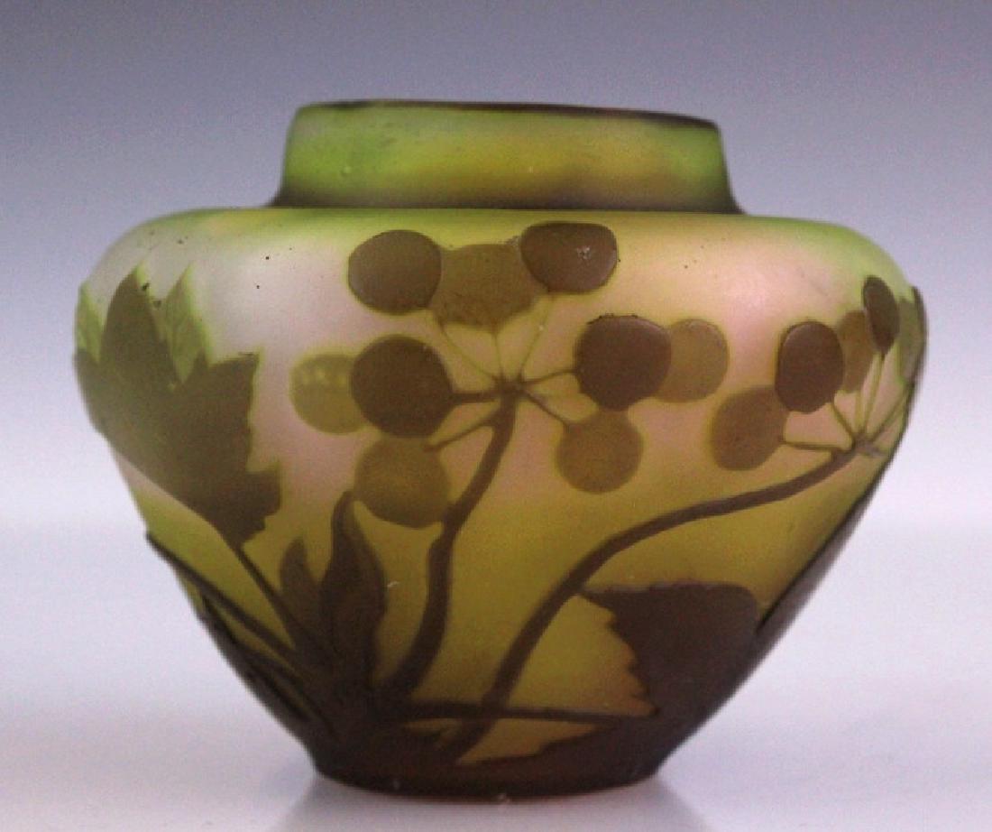 Galle French Cameo Etched Glass Miniature 3" Vase (1 of 9)