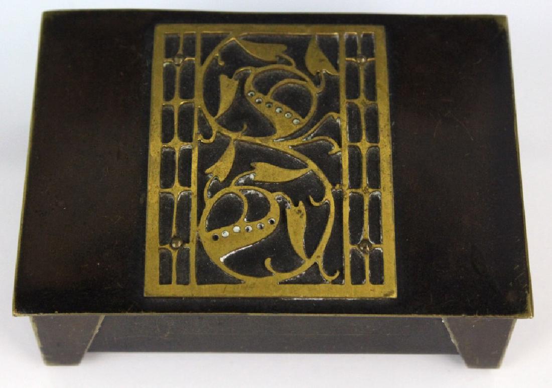 German Jungendstil Bronze Brass Inlaid Stamp Box (1 of 6)