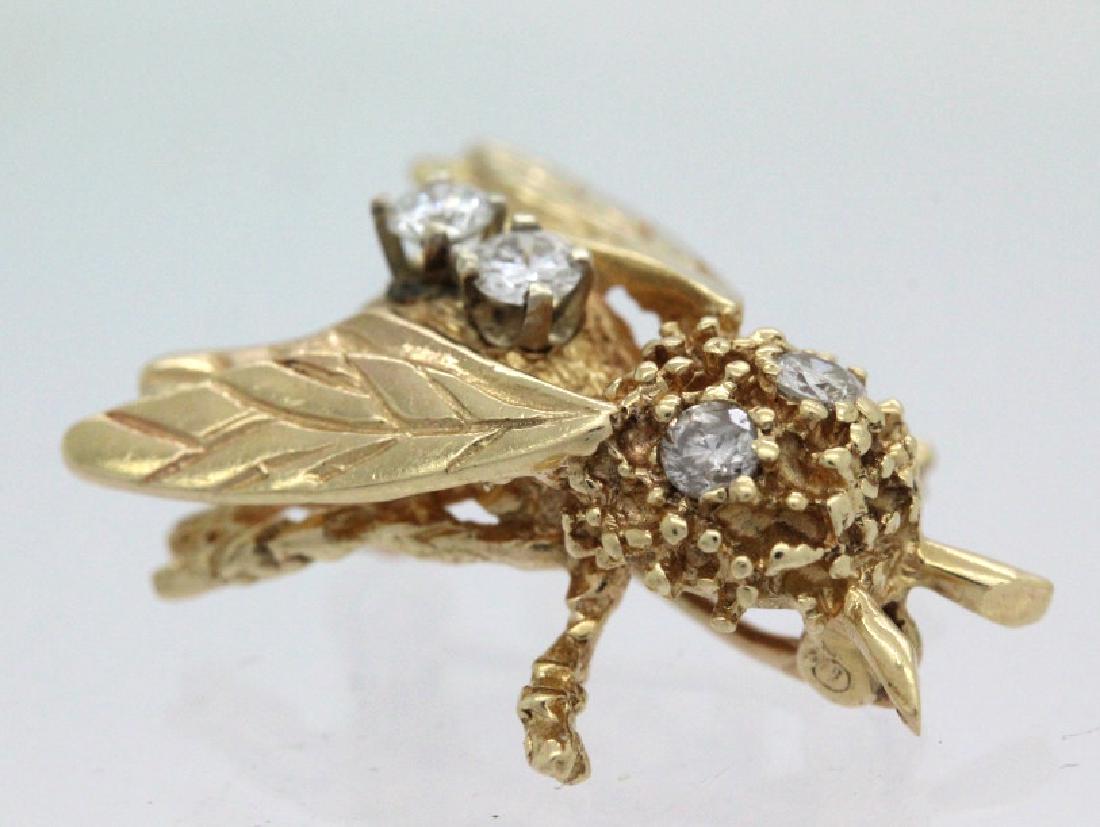 Vintage 14k Gold Diamond Bumble Bee Brooch Pin (1 of 6)