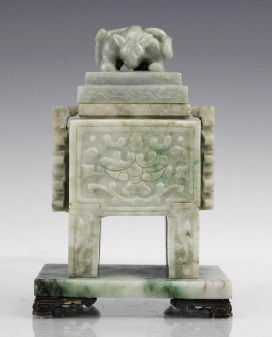 Yamanaka 19th C Carved Jade Sterling Ink Well (1 of 10)