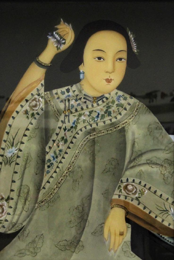 Chinese Export Reverse Painting Lady Portrait Panel (1 of 4)