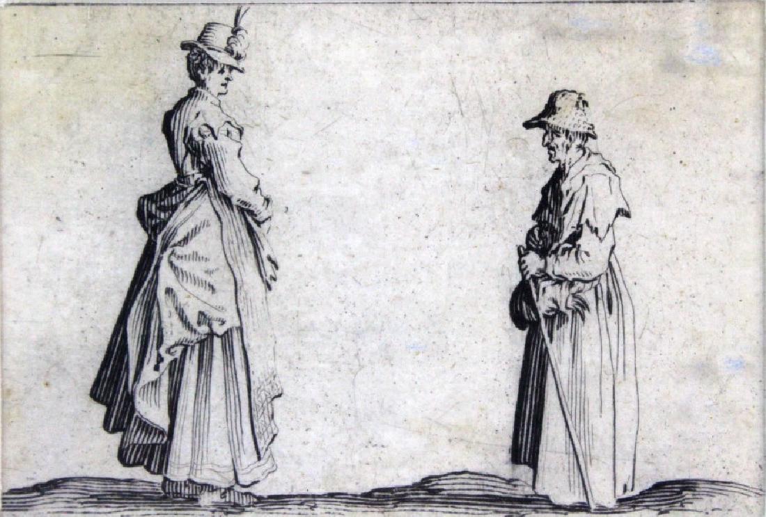 Jacques Callot 17th Century 2 Women Etching BASS MUSEUM (1 of 7)