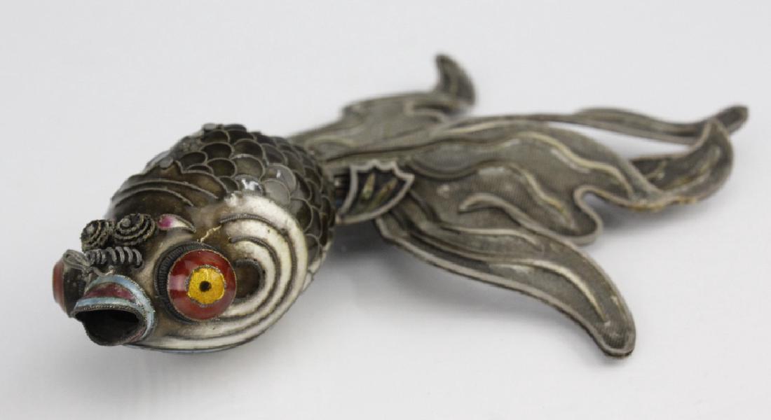Chinese Silver Enamel Articulated Large Koi Fish (1 of 7)