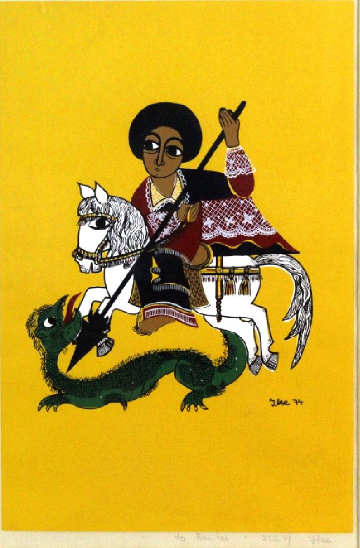 Ilse Hansen St. George Slaying Dragon Litho BASS MUSEUM (1 of 7)