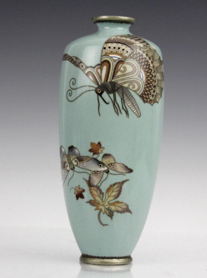 Cloisonne Enamel Plum Butterflys Moths Insect Vase (1 of 7)