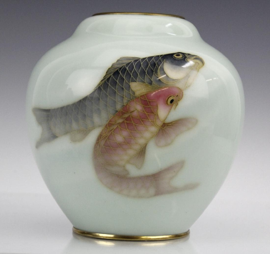 Japanese Cloisonne Enamel Koi Vase by Ando Jubei (1 of 6)