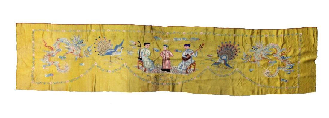 Chinese Imperial Yellow Silk Embroidered Panel (1 of 6)