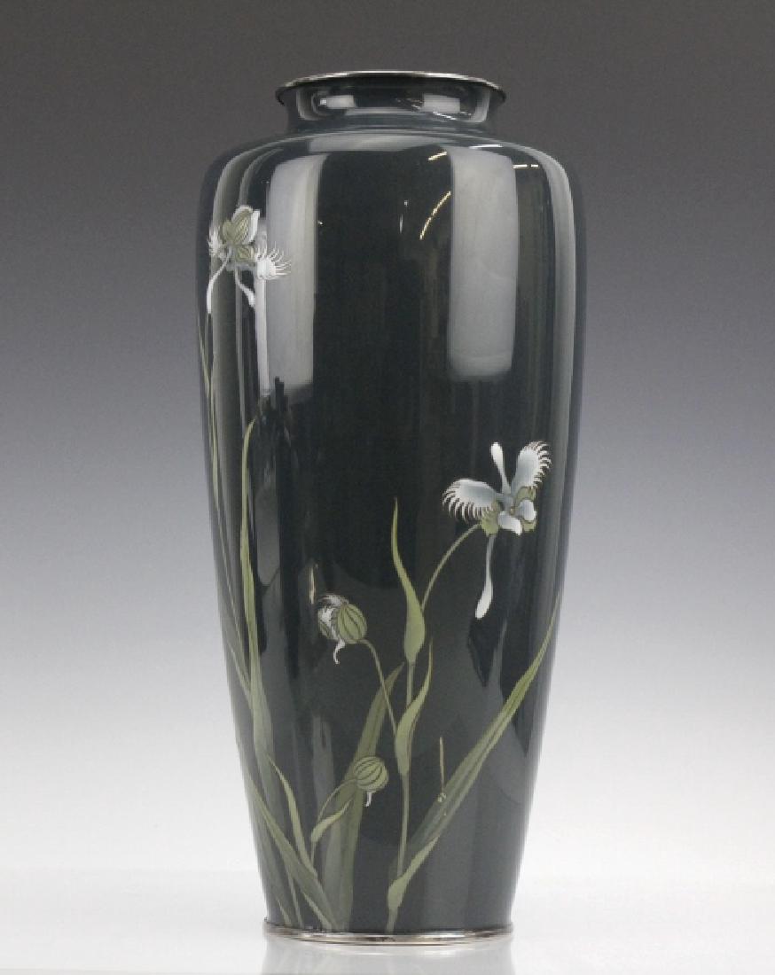 Japanese Cloisonne Green Moiage Enamel Vase (1 of 8)