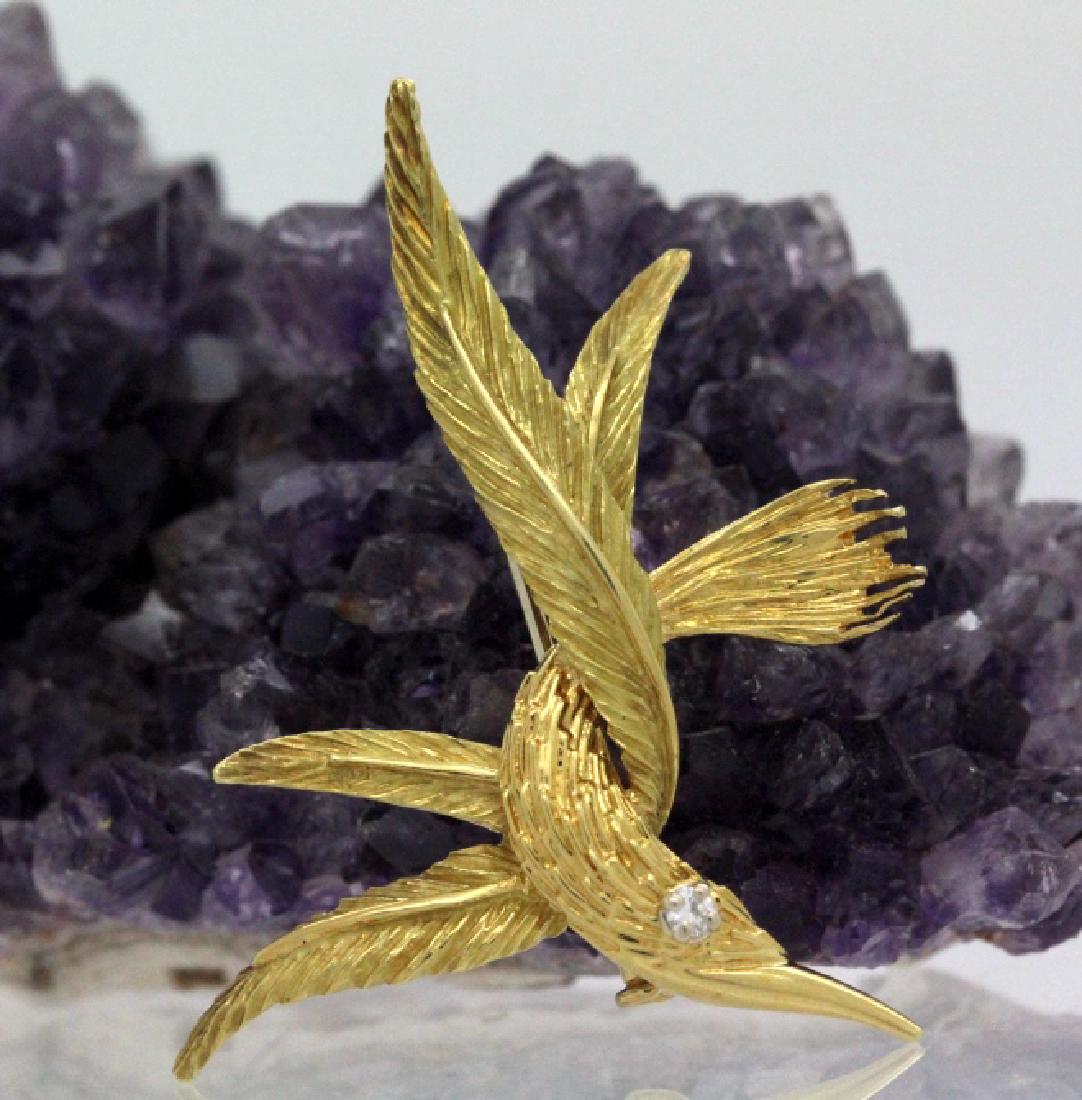 Signed RICHARD FRANCE 18k Diamond Feather Brooch (1 of 6)