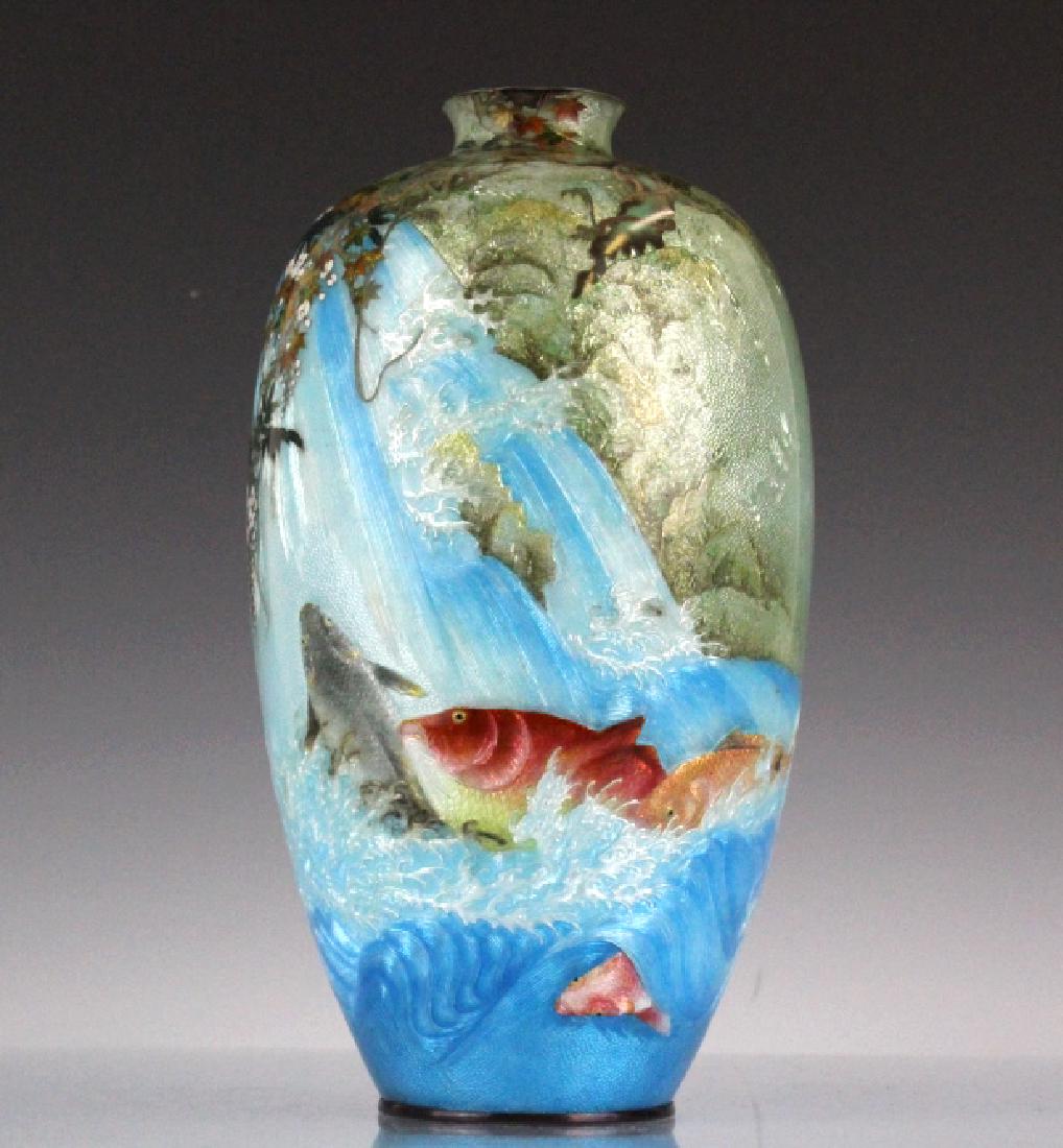 Moriage Enamel Koi Fish Vase by Kumeno Teitaro (1 of 10)