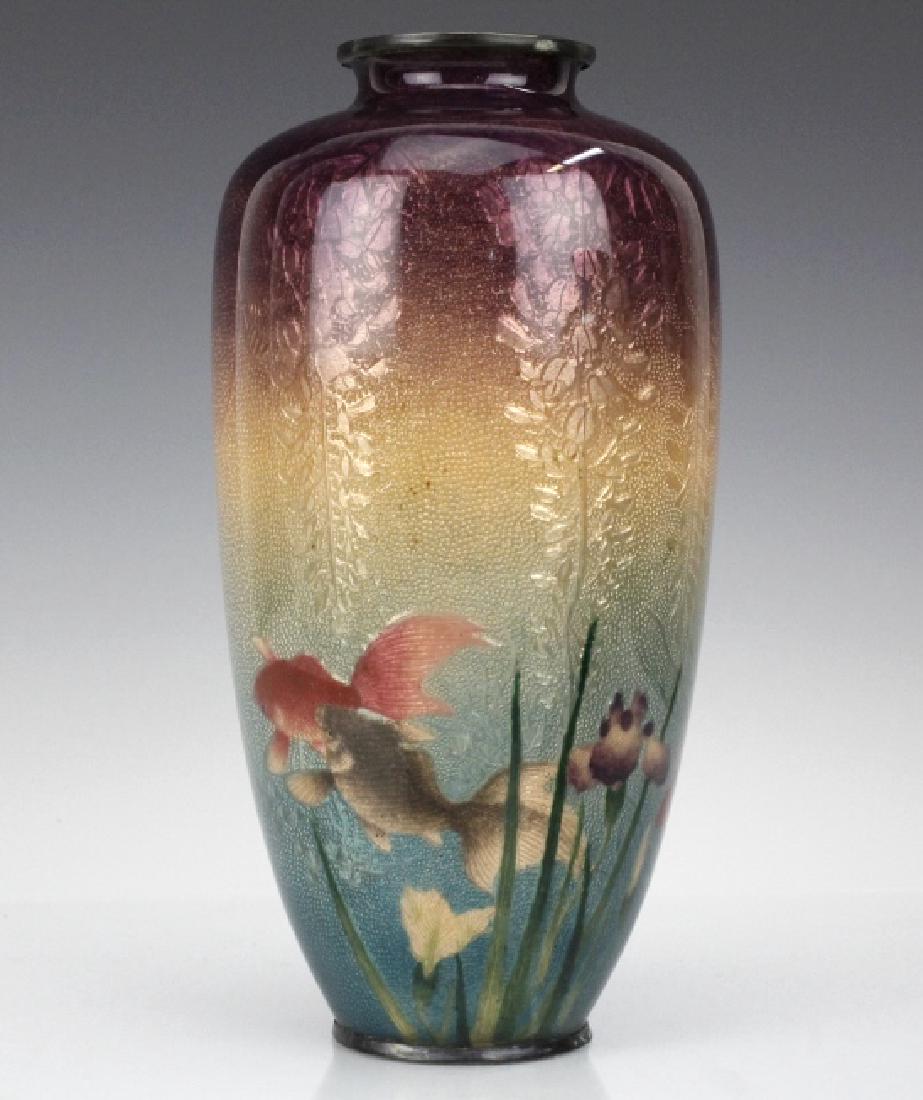 Musen Enamel Koi Fish Vase by Ogasawaro Shuzo (1 of 7)