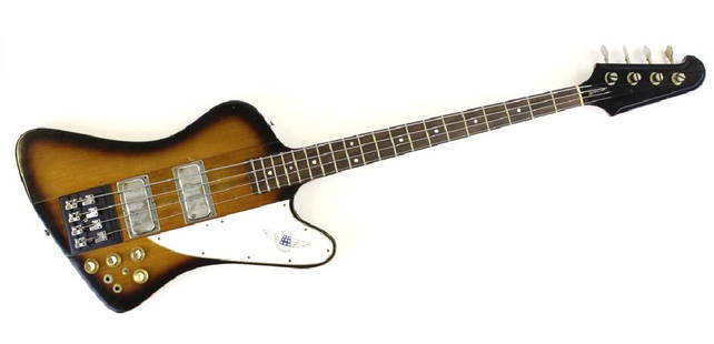 GIBSON 1976 Bicentennial Thunderbird Bass Guitar: Vintage Gibson Bicentennial Thunderbird Bass Guitar. Rare classic blast from the past. Tobacco sunburst finish. Circa 1976. Right hand model. Serial # 06240208. Made in USA. "Second" stamped on