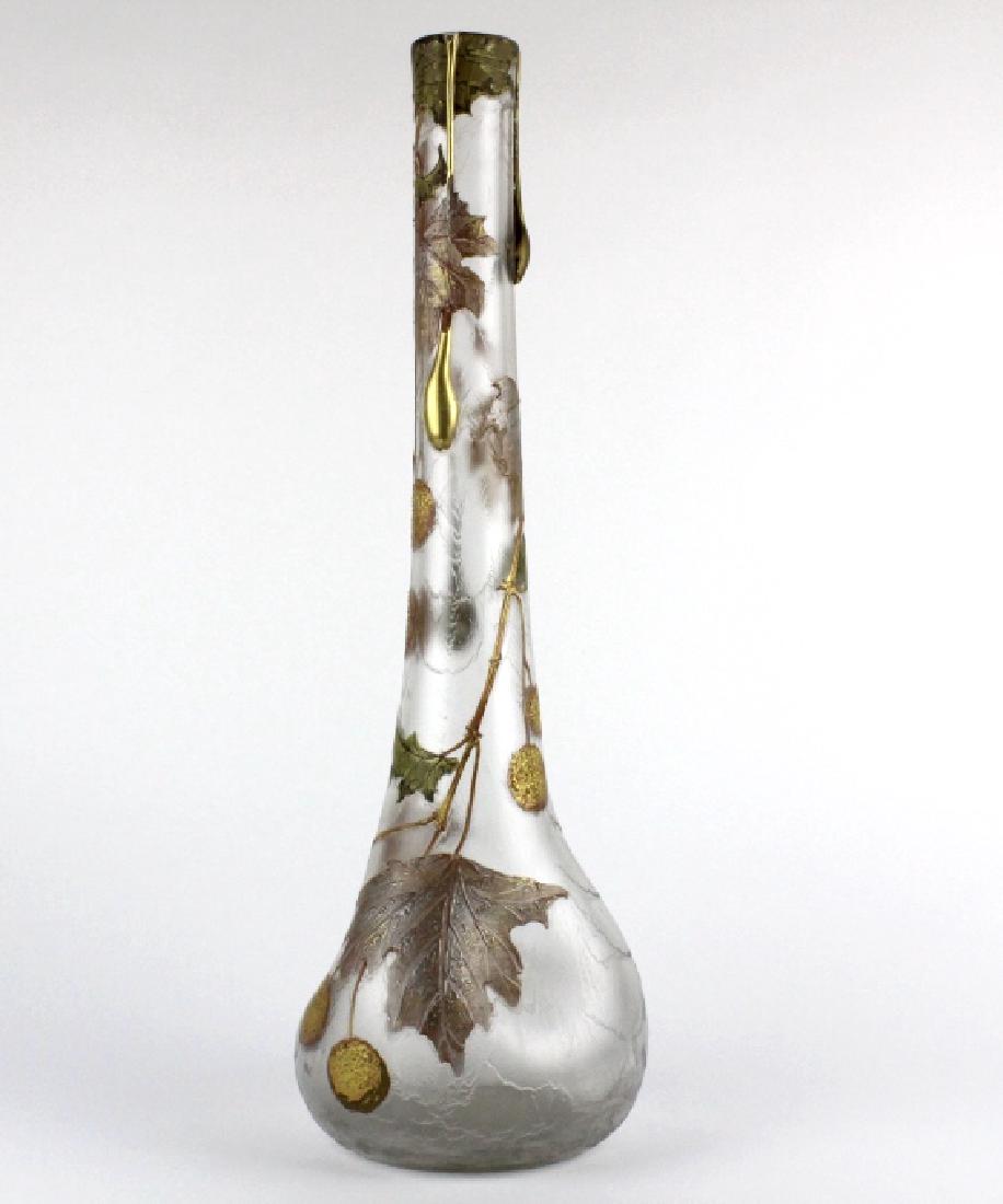 Signed Mount Joye Enameled Art Nouveau Glass Vase (1 of 10)