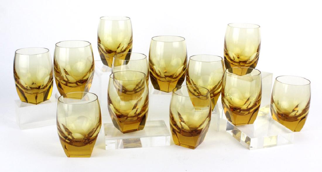 SET of 12 MOSER Bohemian Crystal Topaz Tumblers (1 of 7)