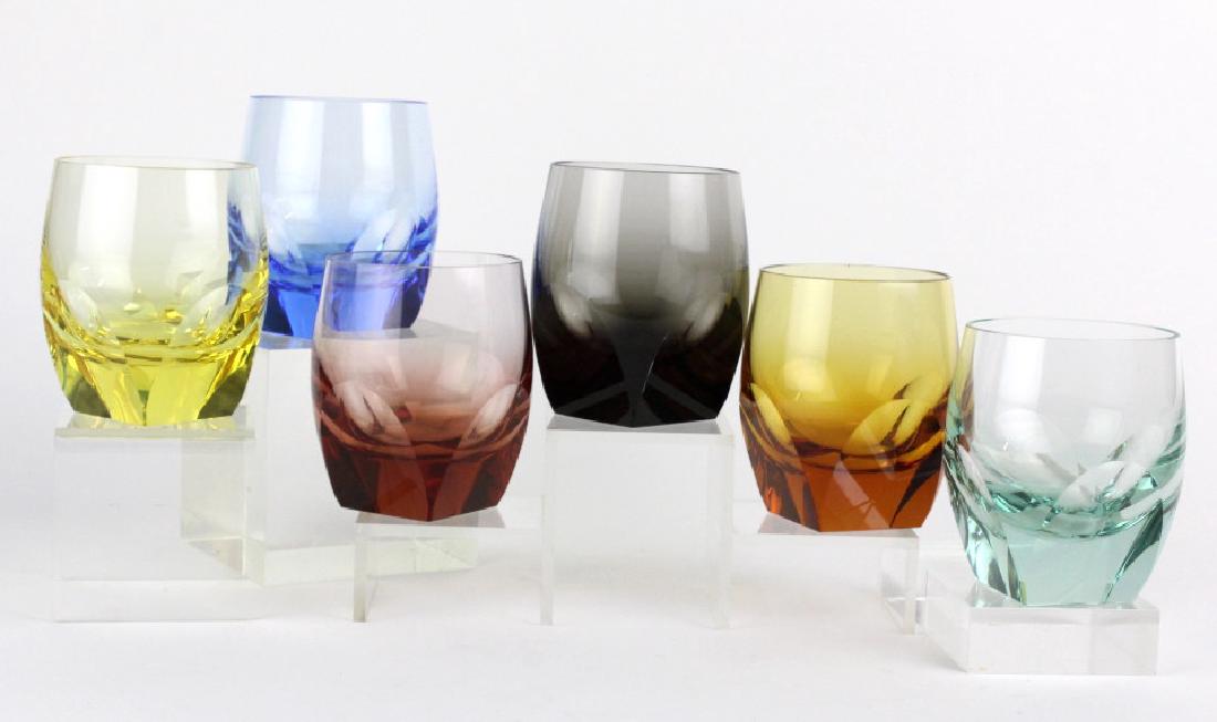 SET 6 MOSER Bohemian Crystal Multicolored Glasses (1 of 7)