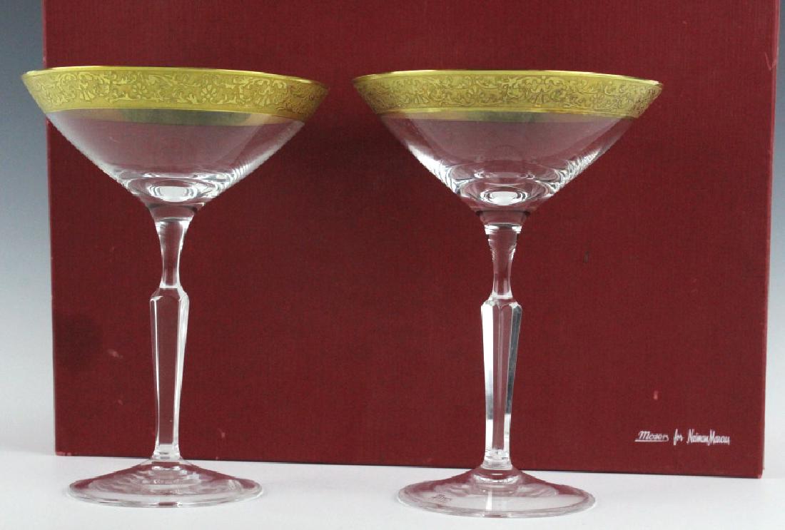 2 MOSER Bohemian Crystal Gilt Etched Martini Glass (1 of 9)