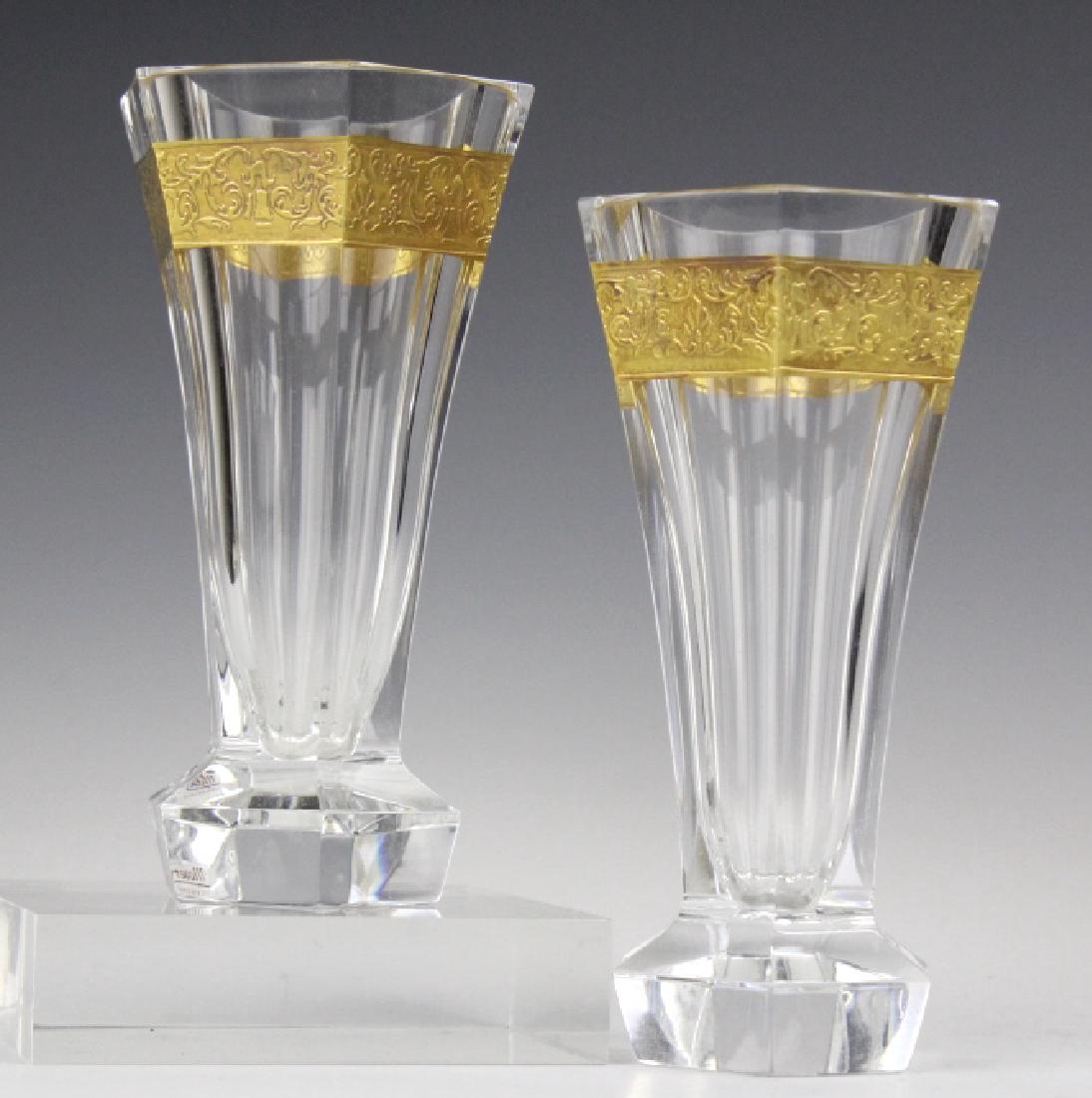 Pair MOSER Bohemian Crystal Gold & Etched Vases (1 of 10)