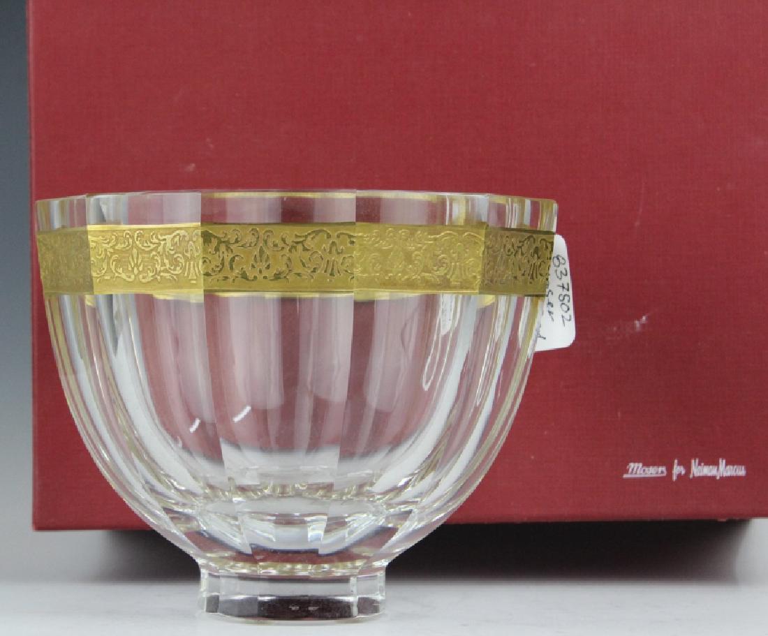 Signed MOSER Bohemian Crystal Gold & Etched Bowl
