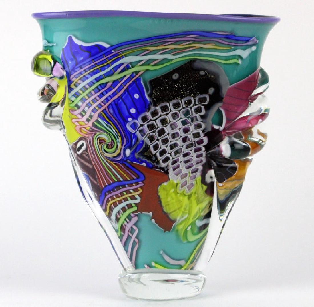 LARGE Signed Peter Ridabock Art Glass Abstract Vase (1 of 10)
