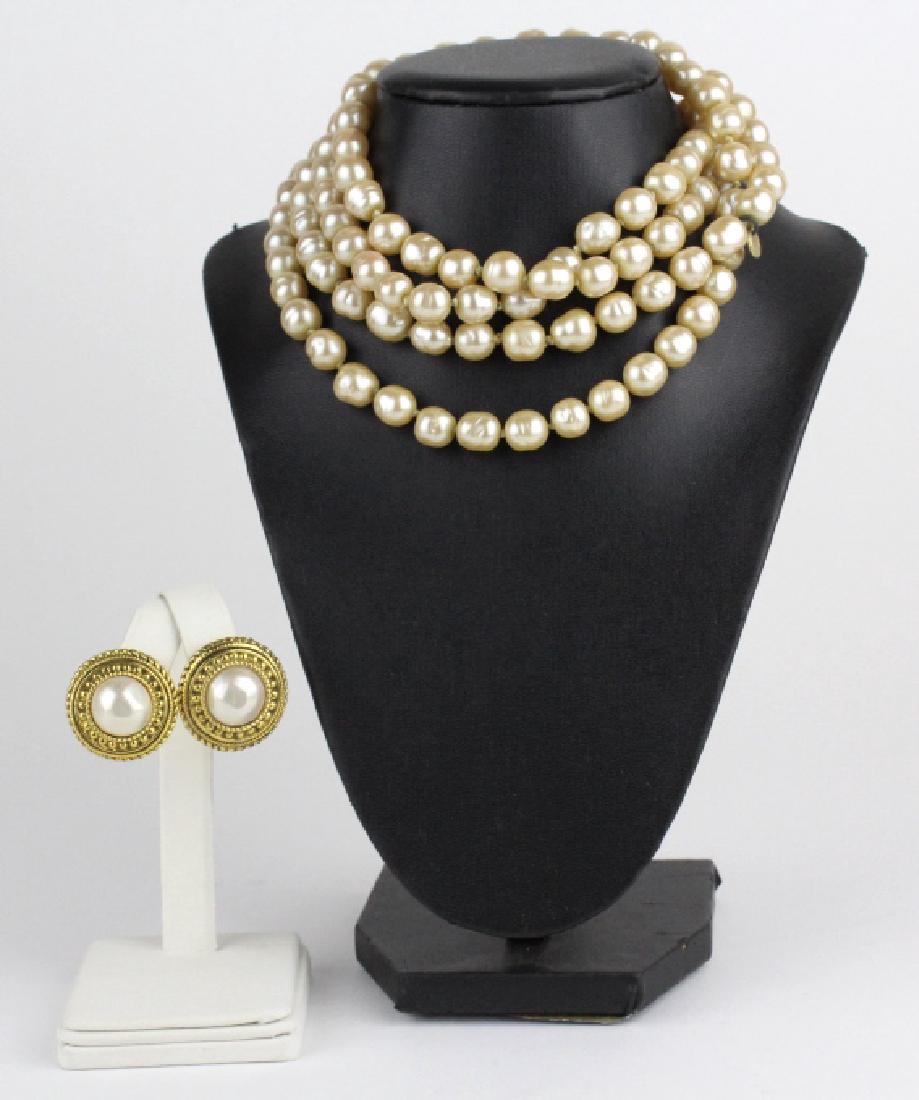 CHANEL Faux Pearl 55" Opera Necklace & Earrings (1 of 10)