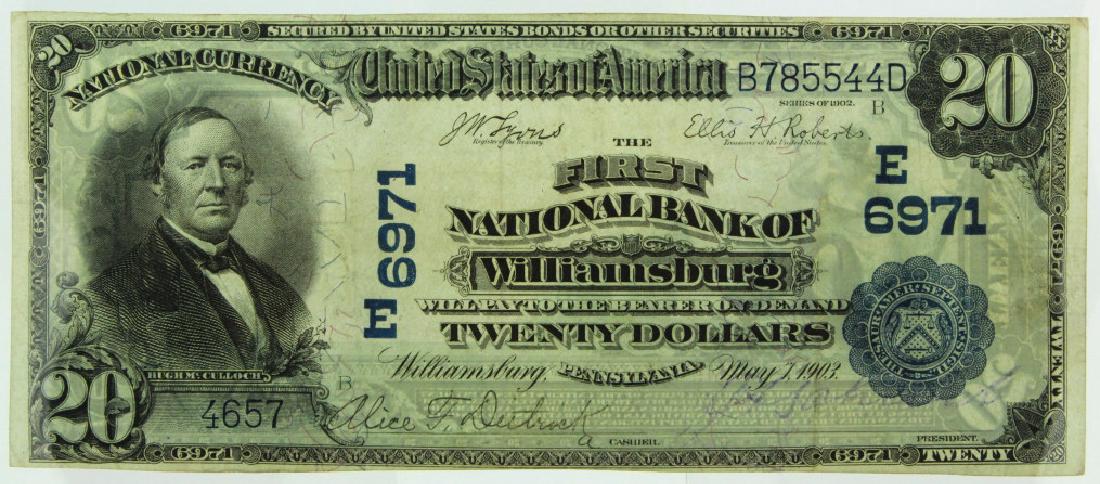 1902 1st NB of Williamsburg PA $20 Bill Ch 6971 (1 of 2)