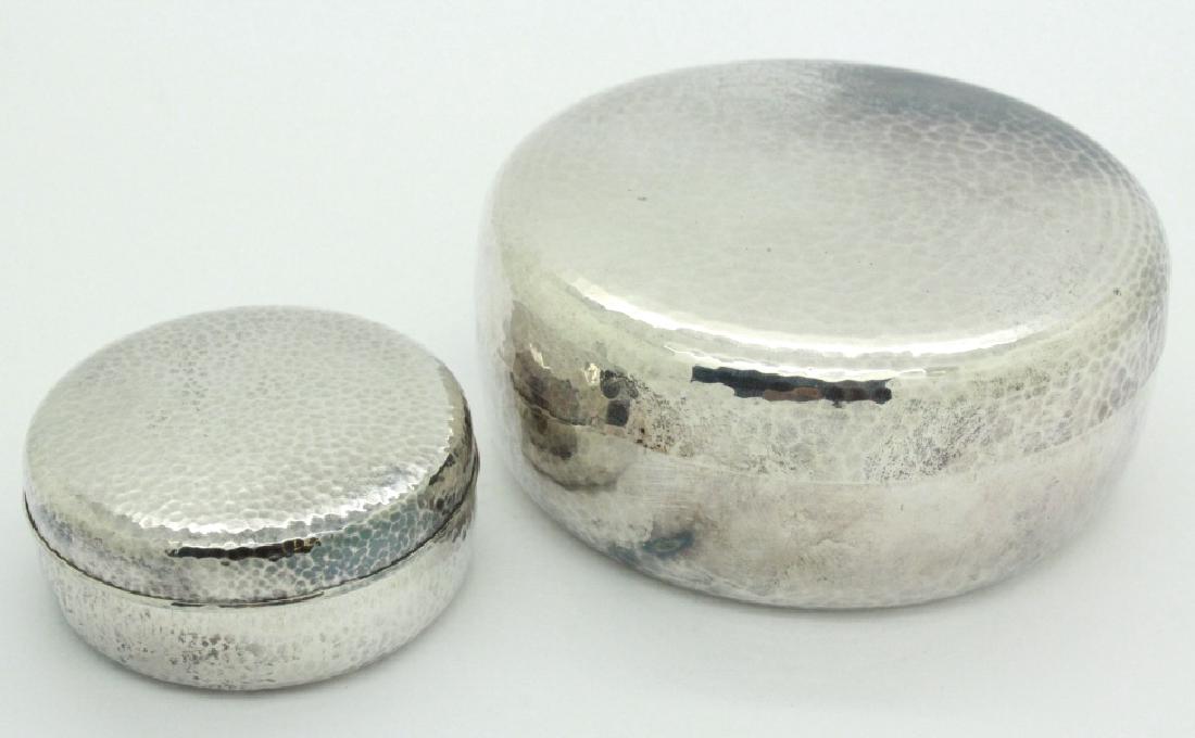 PAIR of Chinese Hammered Silver Lidded Pill Box (1 of 6)