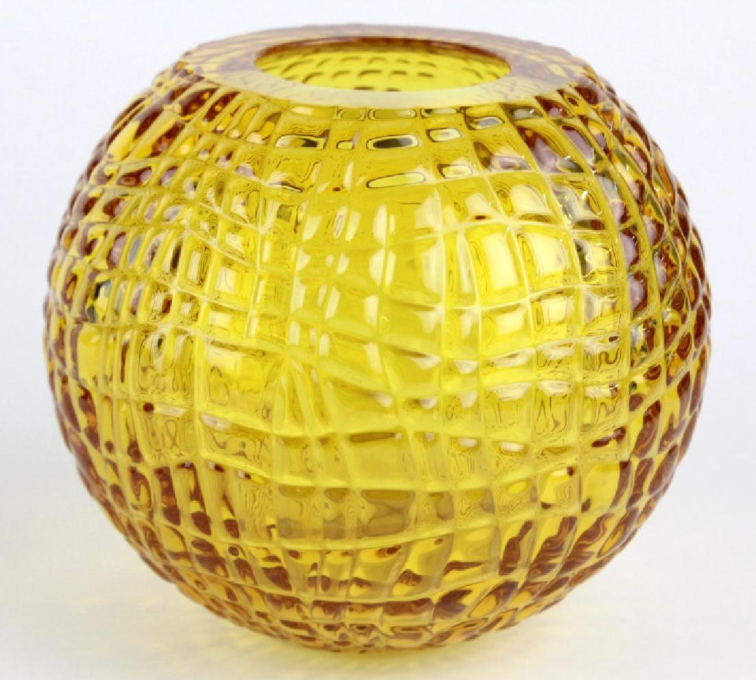 BACCARAT French Art Crystal Spherical Amber Vase (1 of 8)