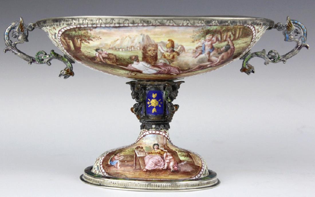 Viennese Silver & Enamel Dragon Handle Centerpiece (1 of 10)