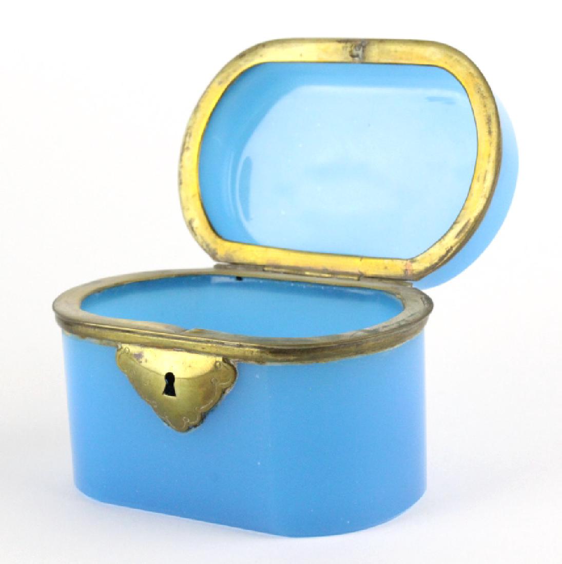 French Blue Opaline Art Glass Jewelry Dresser Box (1 of 7)