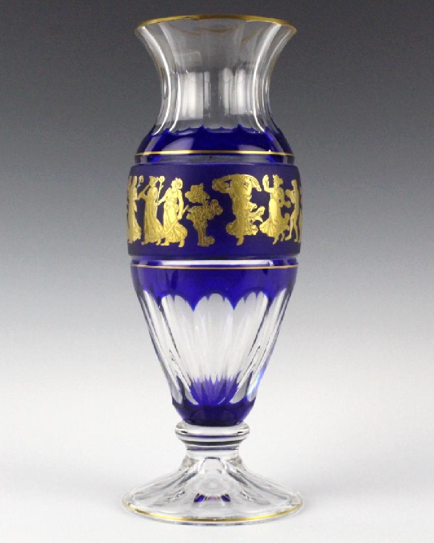 VAL ST. LAMBERT Crystal Cobalt Danse De Flore Vase (1 of 9)